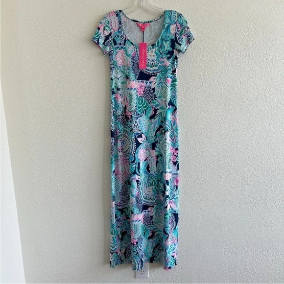 Lilly Pulitzer Wynne Floral Maxi Dress Blue Pink NWT - Picture 3 of 7